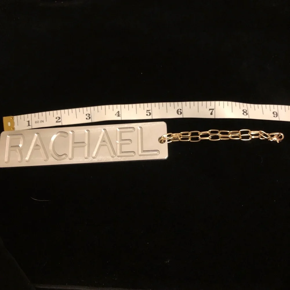 Silver Tone Heavy Metal Aluminum Alloy Nameplate Keychain or Plaque “Rachael”